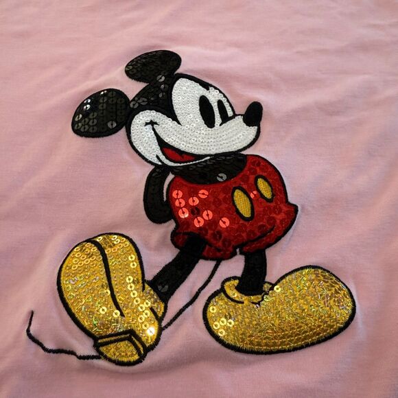 Lot 2 Disney Parks Mickey Minnie Mouse Size XXL Pink Sequin Black Bling T Shirt - Picture 3 of 16